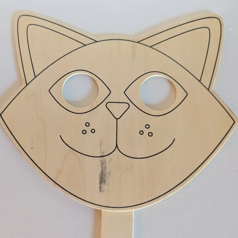 NWT Halloween 3 Wood Masks DIY Crafts Creatology Cat Witch Dracula Trick Treat